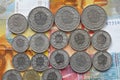 Swiss Francs and Rappen coins Royalty Free Stock Photo