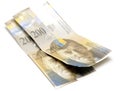 Swiss francs on white