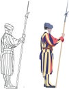 Swiss guard on guard duty at the Vatican-