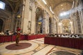 Swiss Guard and Inside of Basilica di San Pietro. Royalty Free Stock Photo