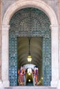 Swiss guards stand at the bronze door of the Apostolic Palace I