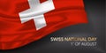Swiss happy national day greeting card, banner with template text vector illustration Royalty Free Stock Photo