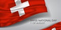 Swiss happy national day greeting card, banner with template text vector illustration Royalty Free Stock Photo