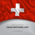 Swiss happy national day greeting card, banner vector illustration Royalty Free Stock Photo