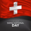 Swiss happy national day greeting card, banner, vector illustration Royalty Free Stock Photo