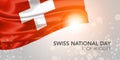 Swiss happy national day vector banner, greeting card. Royalty Free Stock Photo