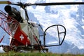 Swiss helicopter in the mounts of Bernese Oberland Royalty Free Stock Photo