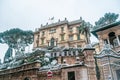 Swiss Institute in Rome under snow. Abnormal snow falls in Rome. Rome`s Miracle of the Snow Royalty Free Stock Photo