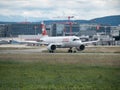 Swiss Plane Take Off at ZÃÂ¼rich Airport Switzerland Royalty Free Stock Photo