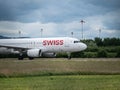 Swiss Plane Take Off at ZÃÂ¼rich Airport Switzerland Royalty Free Stock Photo