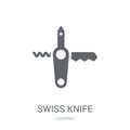 Swiss knife icon. Trendy Swiss knife logo concept on white background from camping collection Royalty Free Stock Photo