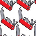 Swiss knife Switzerland symbol seamless pattern multifunctional tool