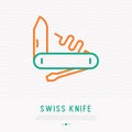 Swiss knife thin line icon. Vector illustration