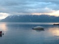 Swiss Lake sunset over mountains