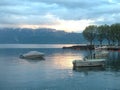 Swiss Lake sunset over mountains