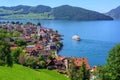 Swiss landscape with Lake Lucerne and Alps Mountains, Switzerland Royalty Free Stock Photo