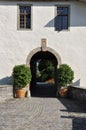 Swiss medieval castle entrance, Spiez Switzerland