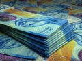 Swiss money. Swiss franc banknotes. 100 CHF francs bills