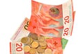 Swiss money, francs and rappen Royalty Free Stock Photo