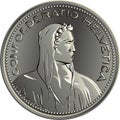 Swiss money 5 Francs silver coin obverse