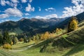 Swiss mountain landscape with peaks and valleys in autumn Royalty Free Stock Photo