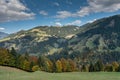 Swiss mountain landscape with peaks and valleys in autumn Royalty Free Stock Photo