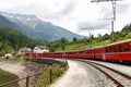 Swiss mountain train Bernina Express Royalty Free Stock Photo