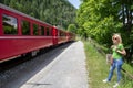 Swiss mountain Train Bernina Express Royalty Free Stock Photo