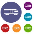 Swiss mountain train icons set Royalty Free Stock Photo