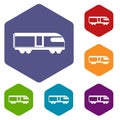 Swiss mountain train icons set Royalty Free Stock Photo