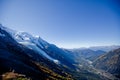 Vivid Sun in snowly mountains in Swiss near Geneva, blue sky, Eurone nature, stones and fresh air Royalty Free Stock Photo