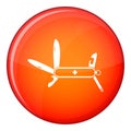 Swiss multipurpose knife icon, flat style