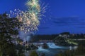 Swiss National Day 1. August is traditionally celebrated with firework over the Rhinefall Royalty Free Stock Photo