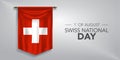 Swiss national day greeting card, banner, vector illustration Royalty Free Stock Photo