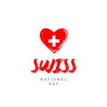 Swiss National Day. Red heart Royalty Free Stock Photo