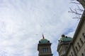 Swiss Parliament Building called Bundeshaus in Berne with swiss flag