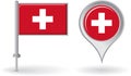 Swiss pin icon and map pointer flag. Vector Royalty Free Stock Photo