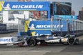 Swiss professional racing driver Sebastien Buemi of  Nissan e.dams Team driving his Formula E car 23 during 2019 NYC E-prix Royalty Free Stock Photo