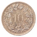 10 Swiss Rappen coin Royalty Free Stock Photo