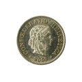 10 swiss rappen coin 2008 reverse isolated on white background Royalty Free Stock Photo