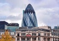 Swiss Re skyscraper Gherkin Tower in London City, UK Royalty Free Stock Photo