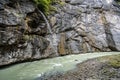 Swiss river aare gorge in haslital bern dark scenic foodpath Royalty Free Stock Photo