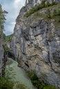 Swiss river aare gorge in haslital bern mystical dark narow foodpath Royalty Free Stock Photo