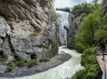 Swiss river aare gorge in haslital bern scenic narow foodpath boardwalk switzerland Royalty Free Stock Photo