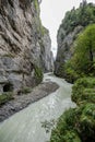 Swiss river aare gorge in haslital mystical dark scenic narow Royalty Free Stock Photo