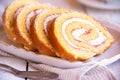 Swiss roll with cream, homemde dessert Royalty Free Stock Photo