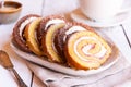 Swiss roll with cream, homemde dessert