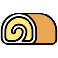 Swiss roll icon, Bakery and baking related vector Royalty Free Stock Photo