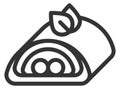 Swiss roll line icon. Berry sweet cake