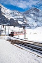 Swiss ski Alpine mountain resort with famous Eiger, Monch and Ju